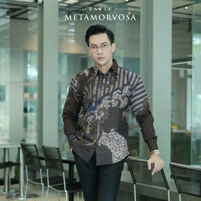Kemeja Batik Pria Premium Lengan Panjang Modern Motif Trinetra Terbaru Batik Metamorvosa