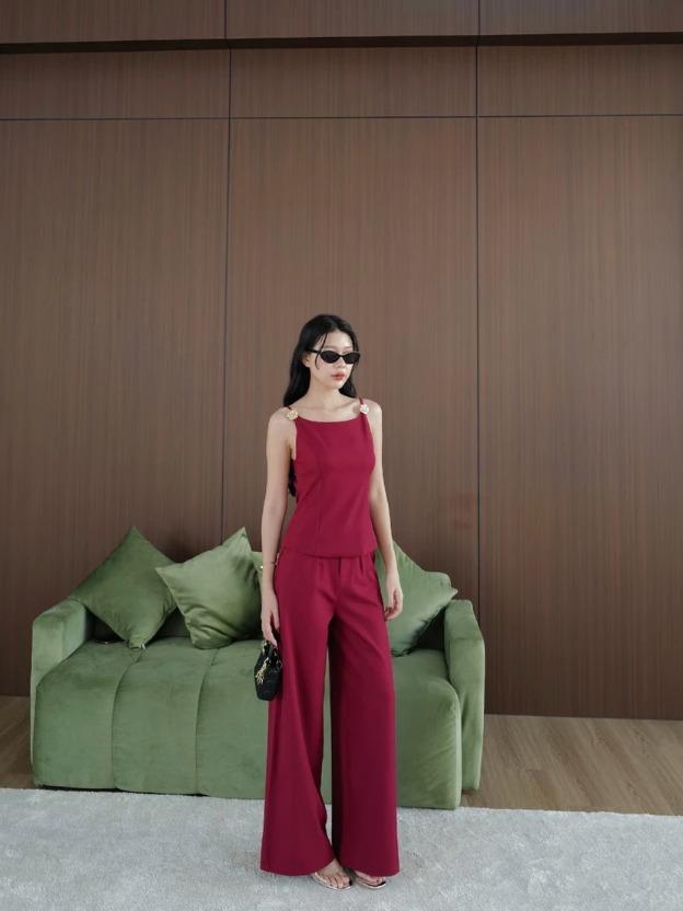 LUXENTIC- TS0501 JIERA SET SLING TOP LONG PANTS TWO PIN FLOWERS IMPORT PREMIUM BANGKOK