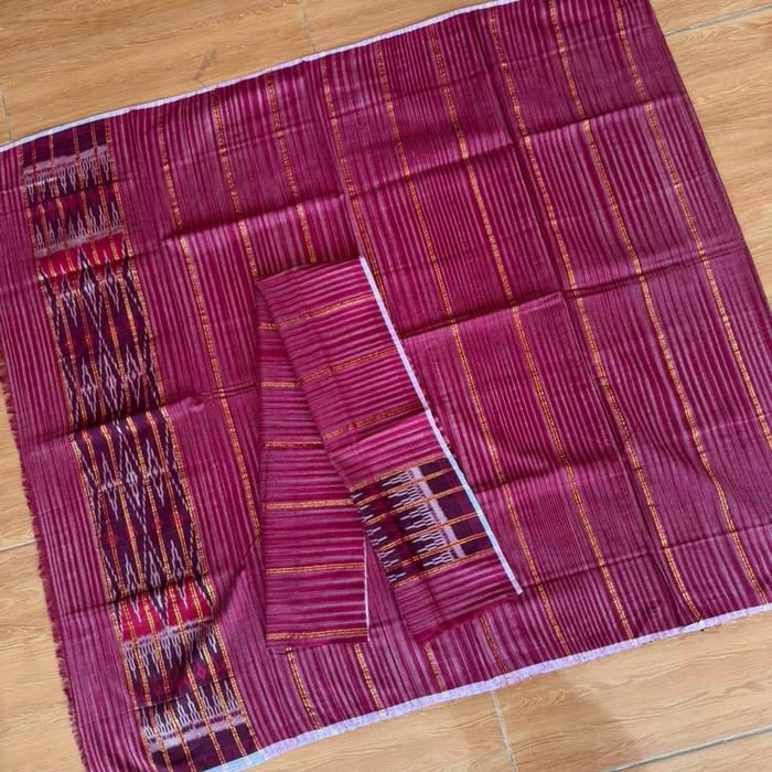 Kamen Endek Cepuk Tumpal Benang Emas Maroon Batik