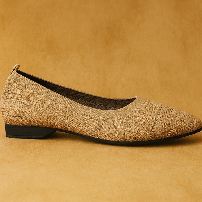 MAHARANI Amara Flat Shoes Wanita - Flat Shoes Wanita Bahan Rajut - Flat Shoes Rajut Warna Cream