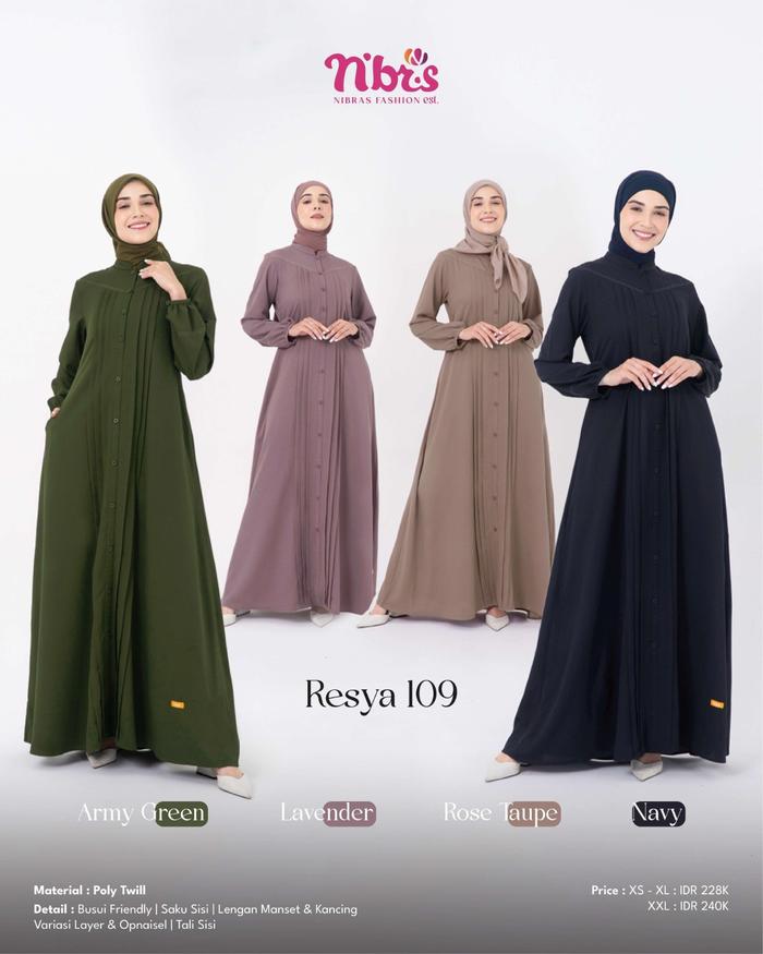Nibras Resya 109 Gamis Dewasa Muslim Polos Busui