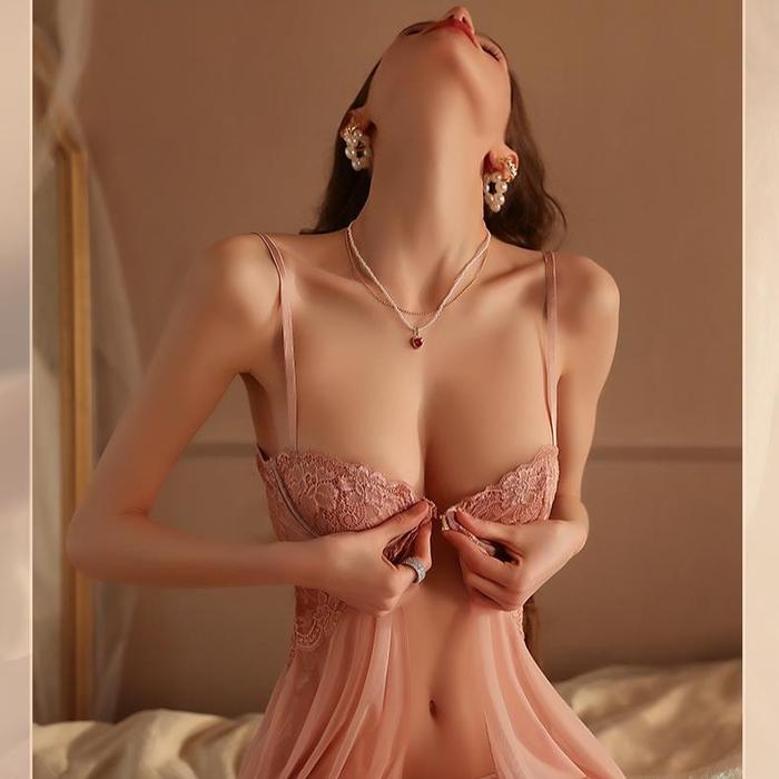 Babydoll Lingerie Sexy Wanita Renda Tipis Transparan Baju Tidur Romantis Sleepwear Wanita Putih Mera