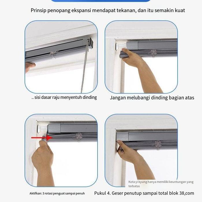 FORHOM TIRAI GULUNG LIPAT JENDELA / ROLLER BLIND VENETIAN BLINDS GORDEN 40x180 60x180 90x180 cm KRIS