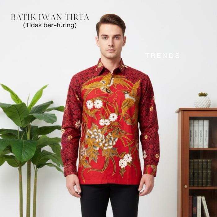 Kemeja Batik Motif Iwan Tirta, Batik Pria Lengan Panjang Terbaru, Kemeja Batik Formal Dengan Motif B
