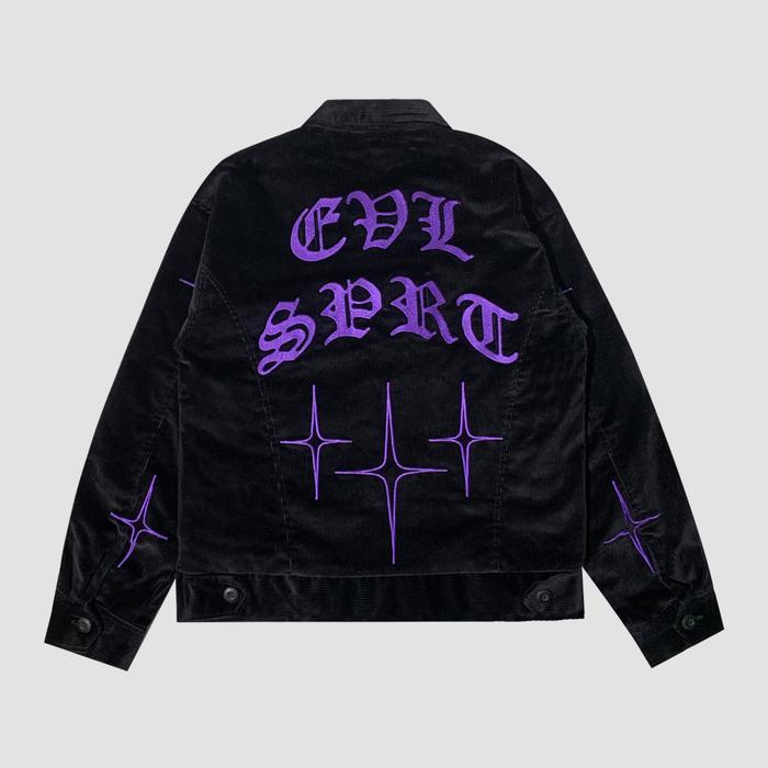 Evilspirit Jacket Corduroy - Athena Black Unisex Atasan Pria Wanita Panjang Sweater Zipper Custom Di