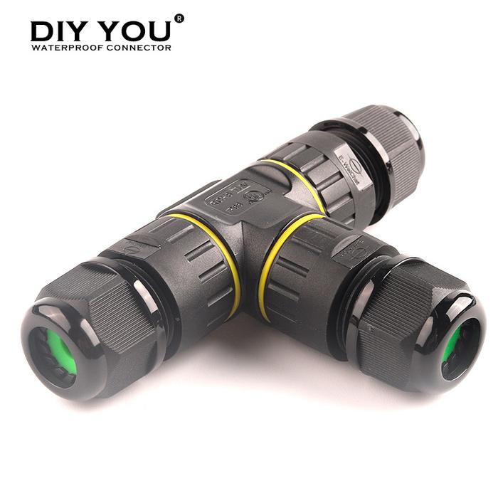T Shape M20 IP68 Waterproof connector 3/4 Pin Electrical Cable Wire