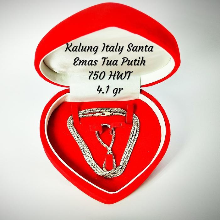 Kalung Italy Santa Emas Tua Putih 4.1Gr ( 750 Hwt )