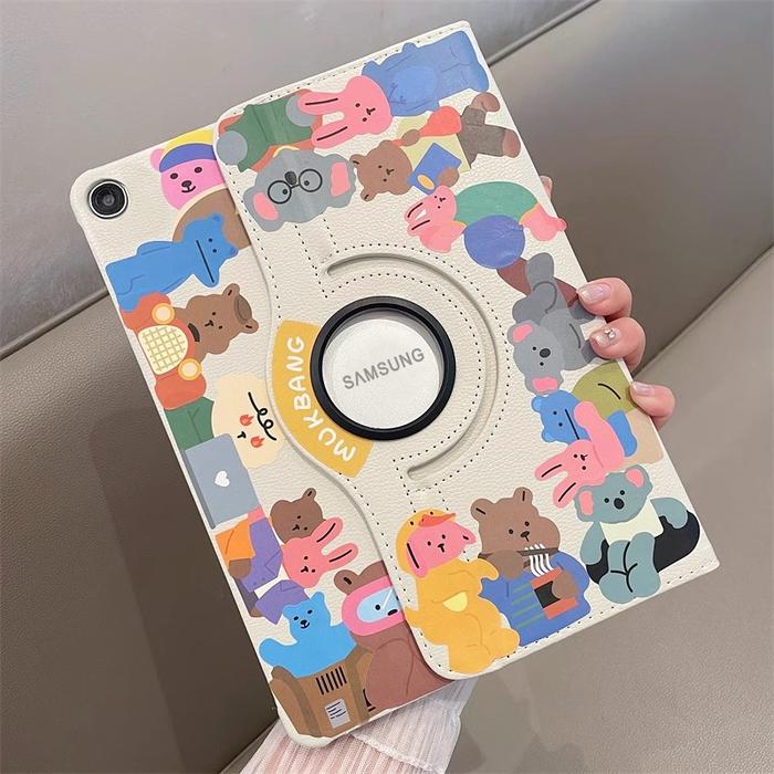 CrashStar 360 Rotating Stand Flip Leather Tablet Case With Fashion Sticker For Samsung Galaxy Tab A 