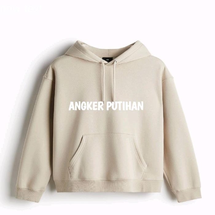 Hoodie sablon custom ANGKER warna PUTIH