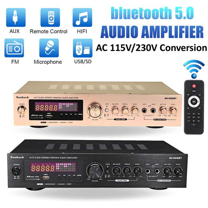 2000W 220V 110V Bluetooth 5.0 Amplifier Daya Audio Amplifier Home