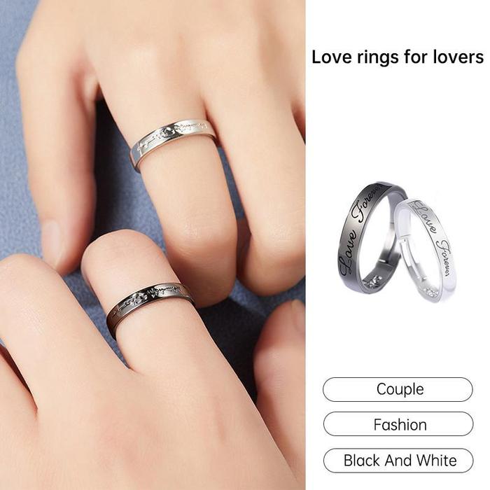 【lingerly】Couple heart ring, fashion ring, open black and white, heart ring, Valentine's Day gift