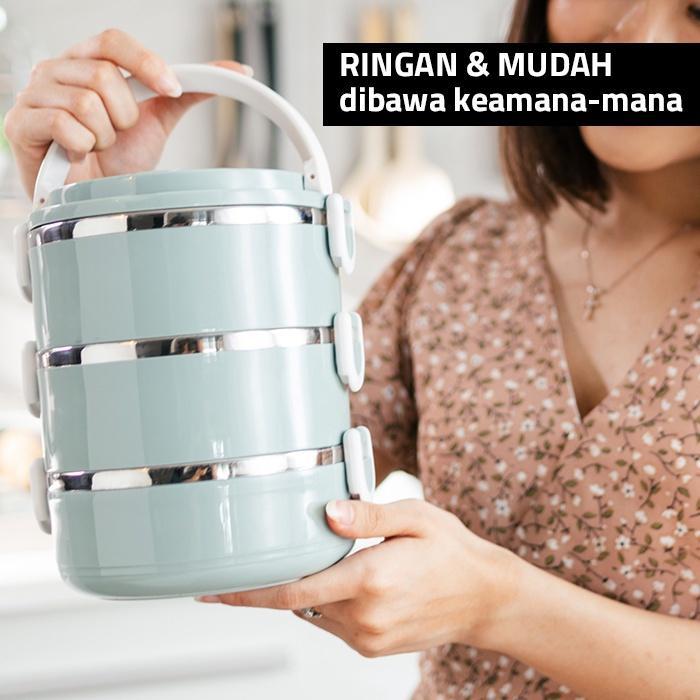 RANTANG SUSUN  3 / KOTAK MAKAN / LUNCH BOX STAINLESS 3 SUSUN 2100 ml / TEMPAT BEKAL