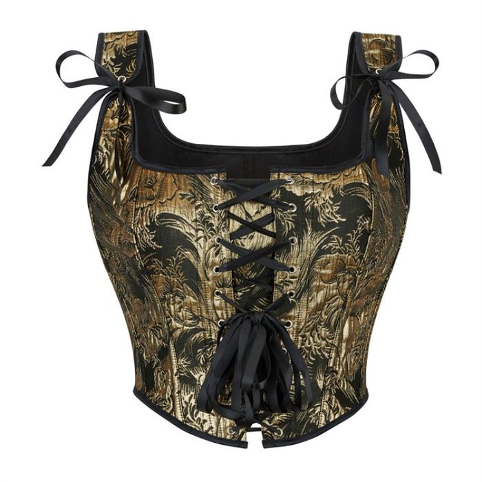 Women Vintage Overbust Corset Crop Tops Vest Gothic Victorian Lace-up Boned Bustier With Straps Sexy