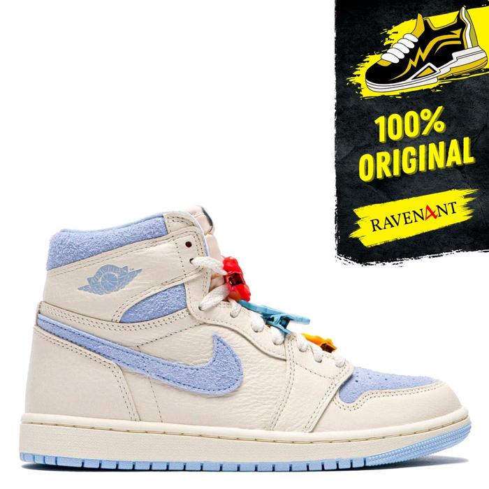 NIKE Air Jordan 1 Retro High OG Pale Ivory Psychic Blue ORIGINAL - Sepatu Sneakers Wanita