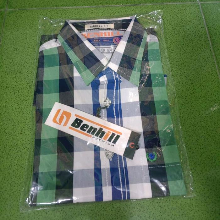 kemeja benhill flanel cuci gudang katun cowok premium | flash sale