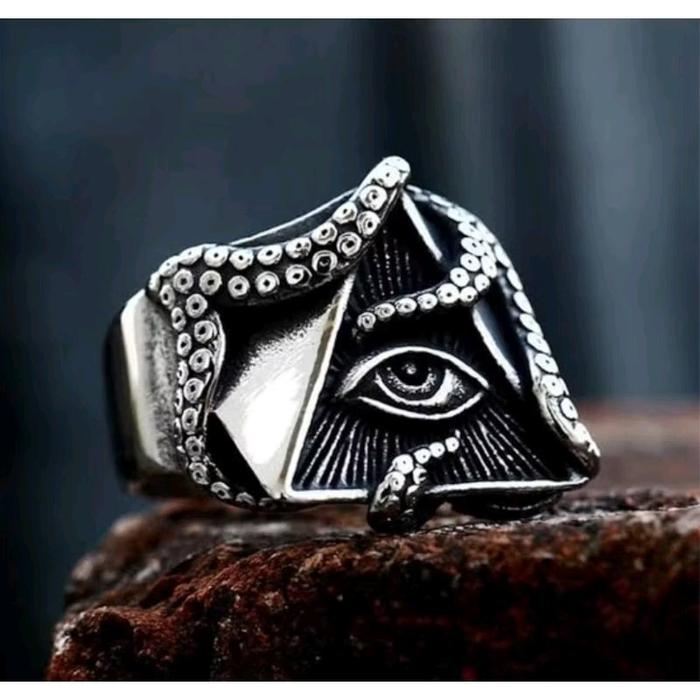 Cincin Pria Ringskull Illuminati Gotham City Tengkorak Bikers Titanium Alloy
