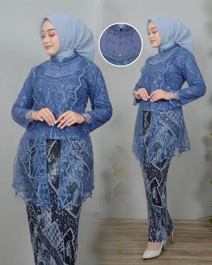 setelan kebaya modern kebaya leoni  model terbaru/kebaya pesta/kebaya wisuda/ kebaya pengantin\ keba