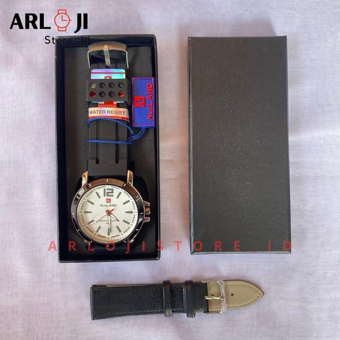 Jam Tangan Auxland Pria Tali Karet Anti Air dengan Strap Kulit Gratis - Watches