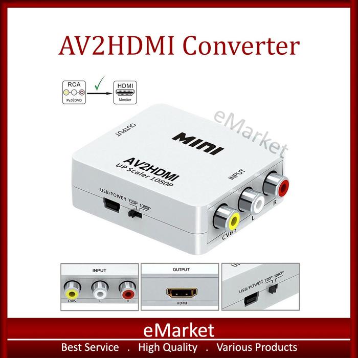 AV2HDMI Converter AV / RCA to HDMI / Mini Adapter HD Video 1080P