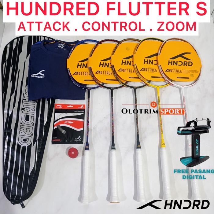 Raket Badminton HUNDRED FLUTTER S ATTK CTRL ZOOM 32LBS JAPAN JP HNDRD Attack Control Zoom Made in Ja