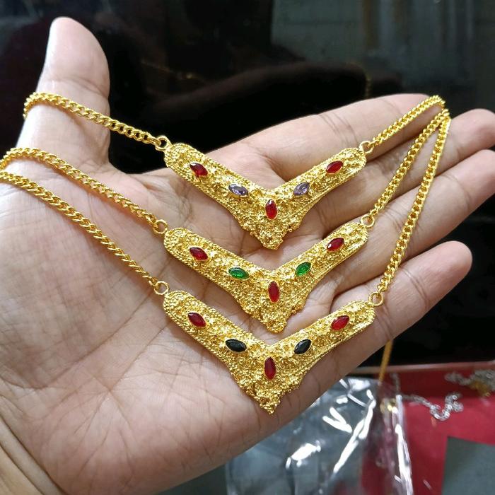 kalung cuping liontin kuningan lapis emas