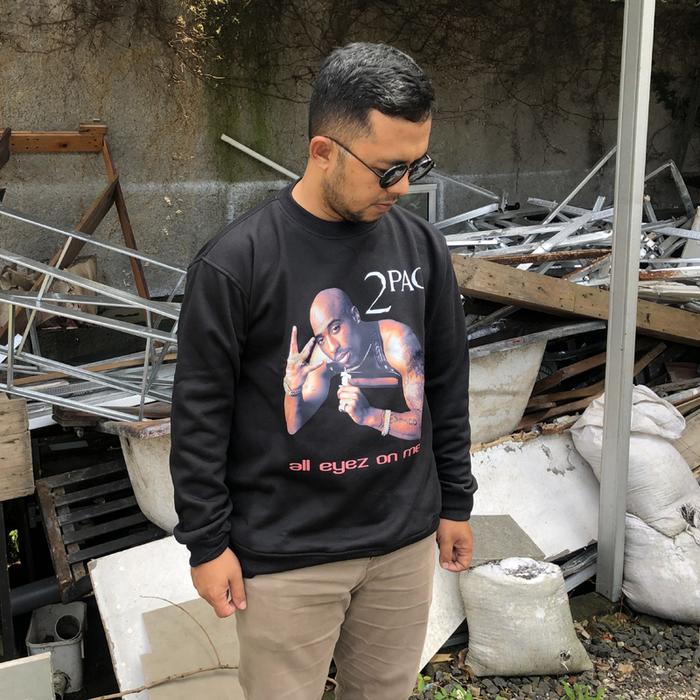 Sweater 2Pac All Eyez on Me - Tupac Shakur Crewneck Bahan Cotton Fleece
