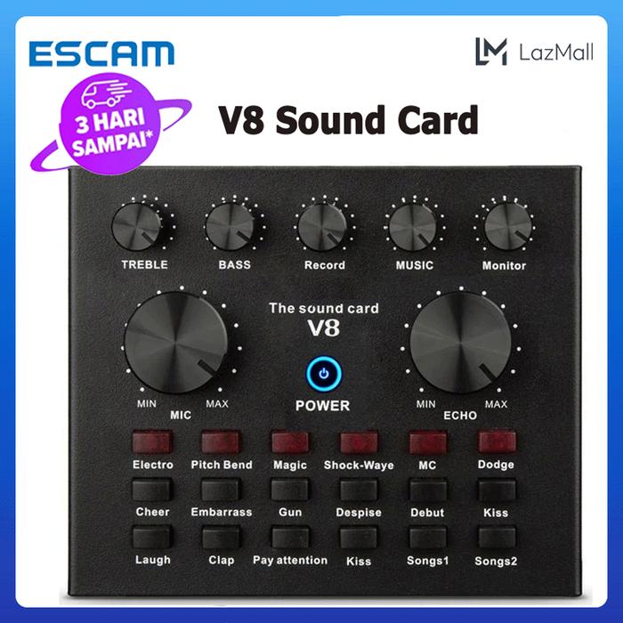 【Stok Lokal】ESCAM V8 Soundcard Bluetooth Komplit Mic Sound Card V8