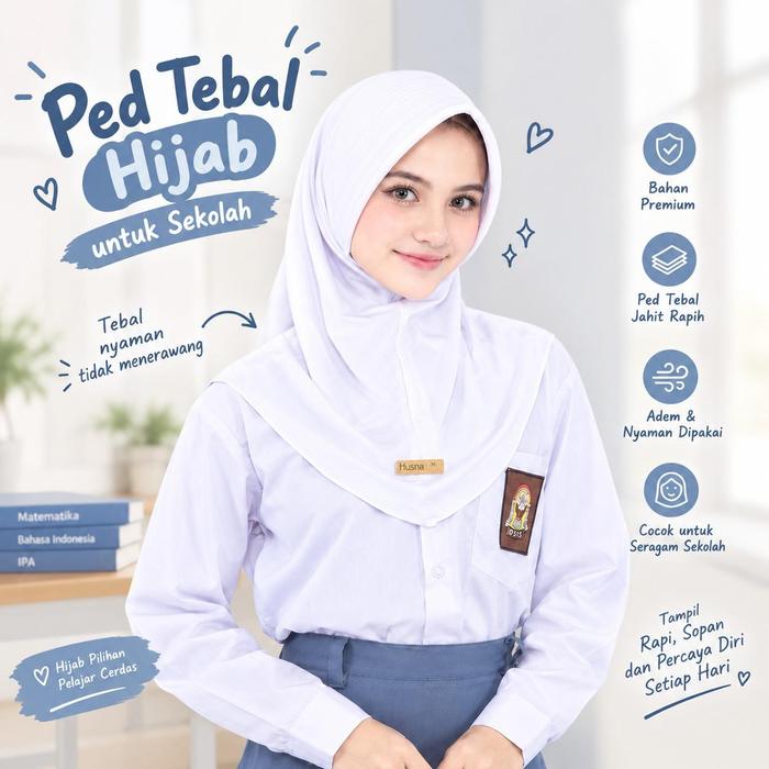 Husna Sugihjaya Hijab Sekolah Pet Tebal By BILQEEZ STORE Bahan Jersey Exclusive Model Terbaru Kekini