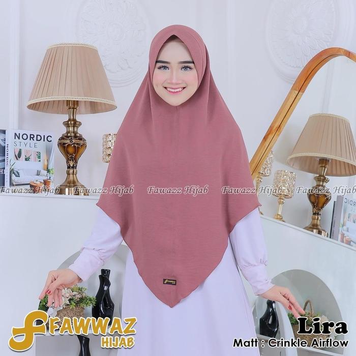 Khimar lira lancip bahan crinkle airflow by Fawwaz hijab Syari Muslim Kerudung
