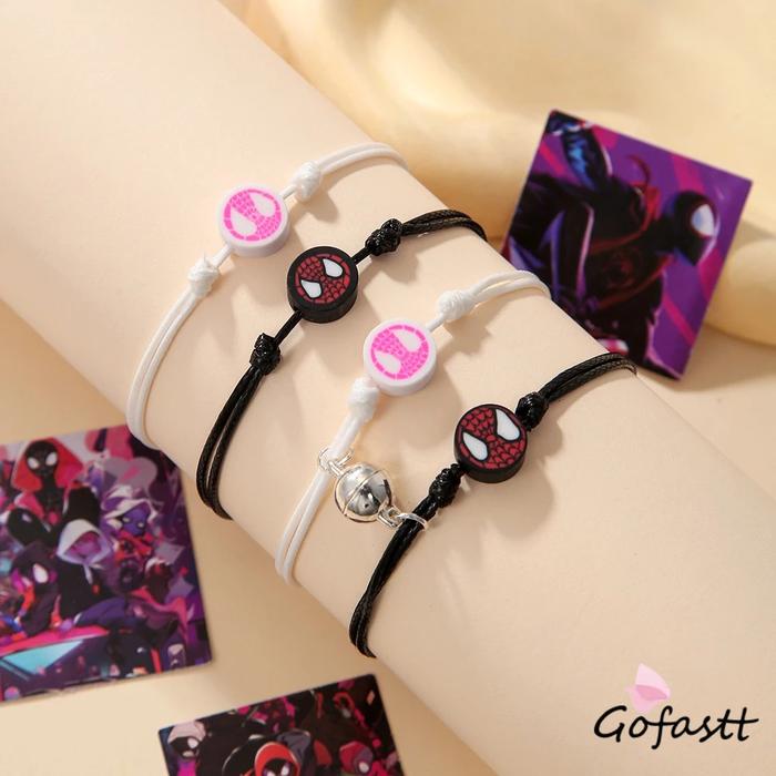 COD Gelang Couple Spiderman Miles & Gwen + Magnet Premium Fashion Sederhana Tenun Buatan Tangan Murn
