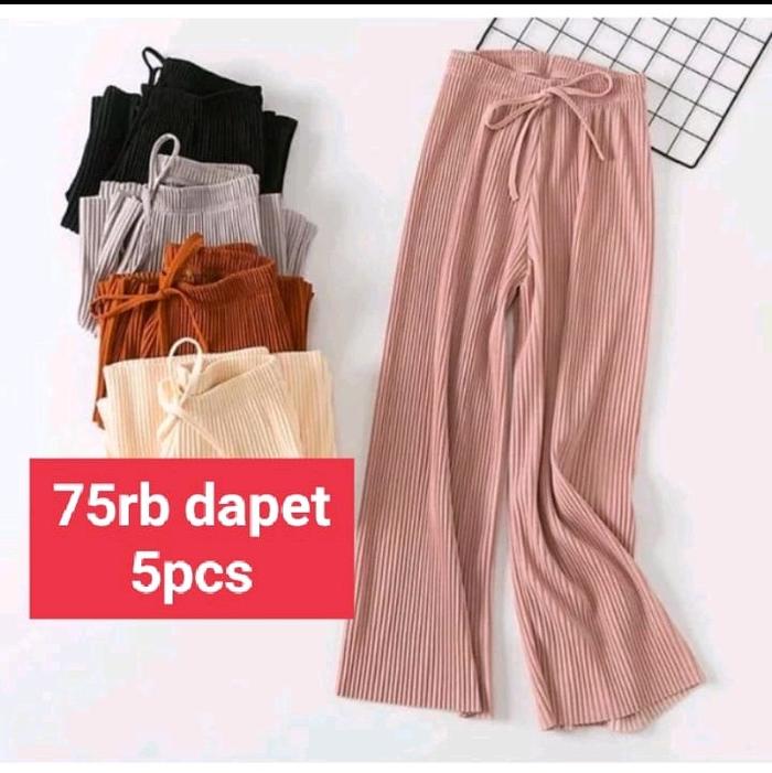 KULOT PLISKET LIDI PAKET MURAH celana wanita koran style vintage Kain