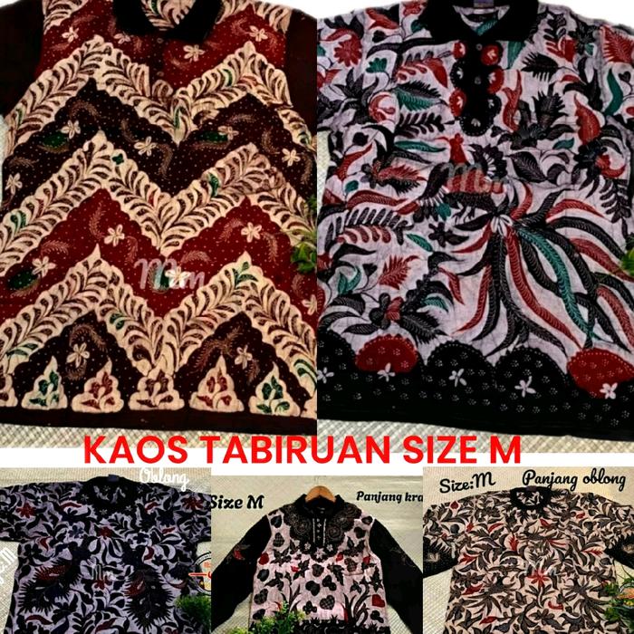 KAOS BATIK TULIS MADURA TELAGA BIRU PENDEK PANJANG SIZE M