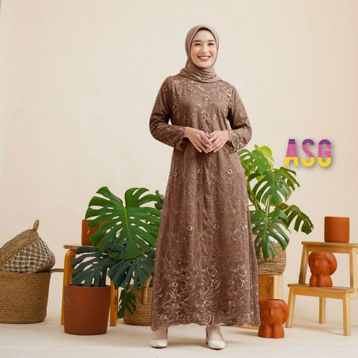 ☆ Terbaru ♡ Gamis Hana / Maxi Full Brukat Mewah/ Seragam/ Remaja Dewasa Wanita/ Fashion / Kondangan/
