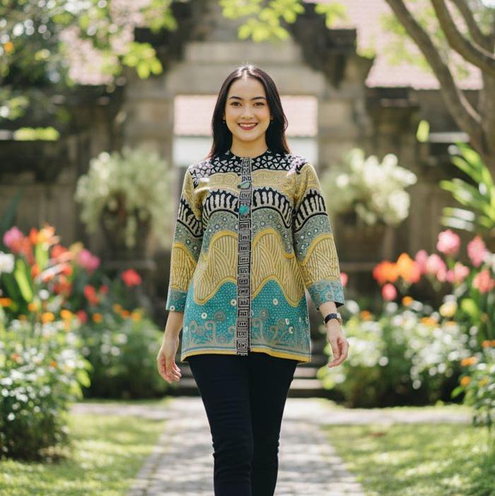 BLOUSE DILLA ATASAN BATIK DRESS WANITA BATIK KAIN KATUN HALUS LAPIS FURING TRIKOT MURAH Soft Kerja B