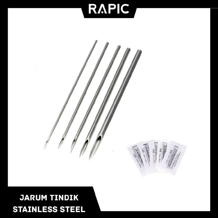 Jarum Stainless Steel untuk tindik telinga, hidung, lidah, bibir, alis, pusar, dan lain sebagainya