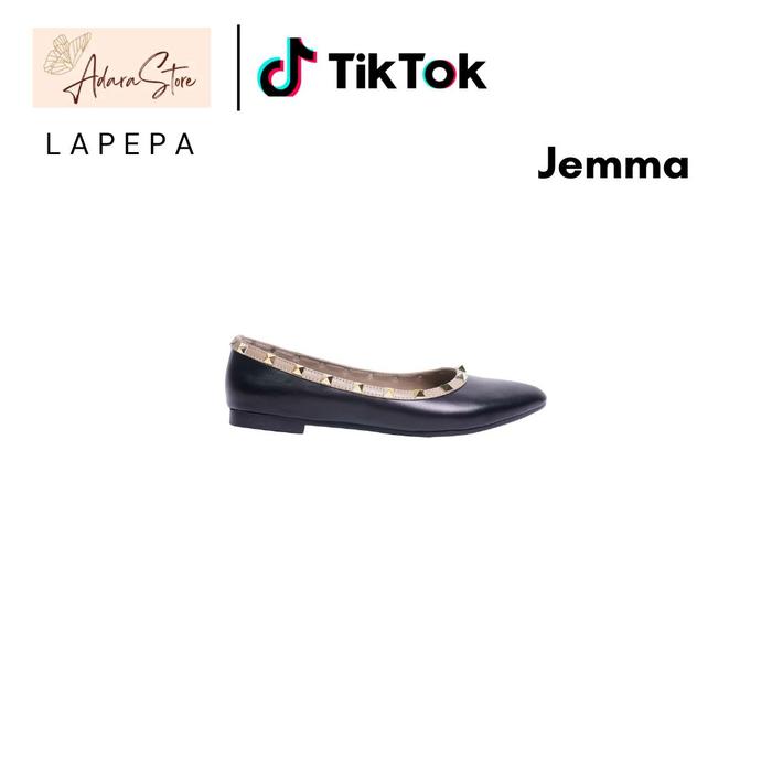 Lapepa JEMMA Flat Shoes Cewek Sepatu Kerja Dan Santai Wanita Tatakan Empuk Motif Paku Keling