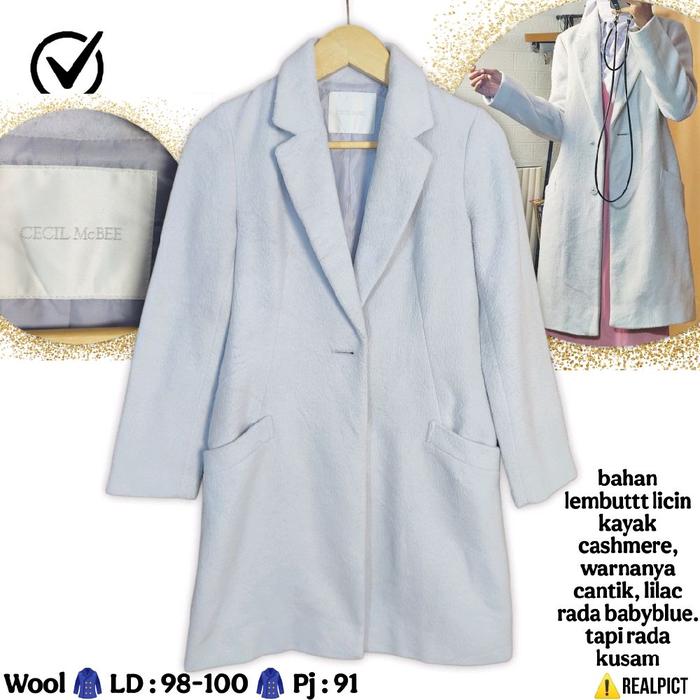CECIL Mc BEE WOOL Long Blazer Size M Coat Woll Winter Musim Dingin Model Blezer Jas Panjang Baby Blu