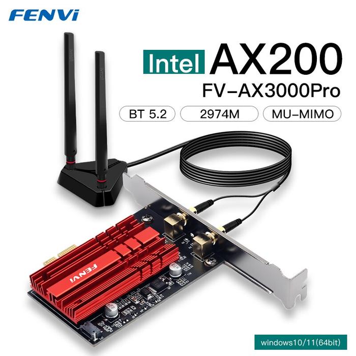 FENVI WiFi6 PCIE Adapter AX200 3000M Dual Band 2.4G/5Ghz AX3000