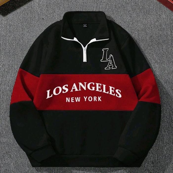 Jaketin Aja - Sweater Half Zip LOS ANGELES LA Big Size ( S - XXXXXXL 6XL ) Jaket Korean Ulzzang Styl