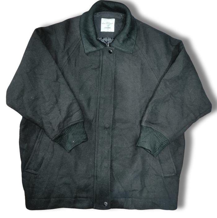 Jaket Pria Ships Any Bahan Poliester Semi Wol Warna Hitam