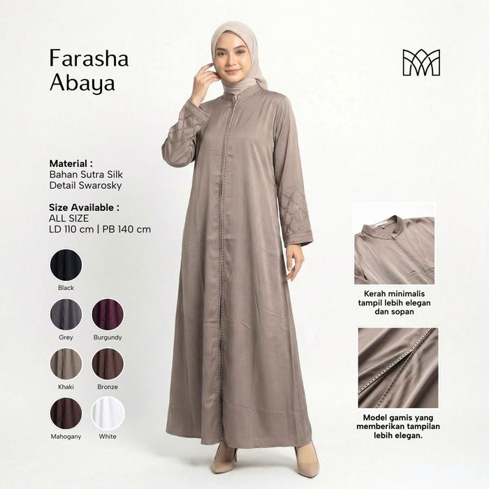Mayang Collection - Farasha Abaya Gamis Dress Bahan Sutra Silk Detail Swarosky (G03588)