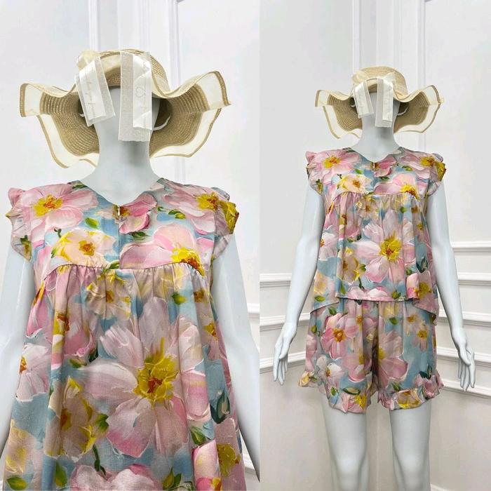 SETELAN TANK TOP TERBARU YUKENSI JUMBO RAYON ADEM TERBARU TULIP RUFFLE Dress Santai Busui Wanita Dew