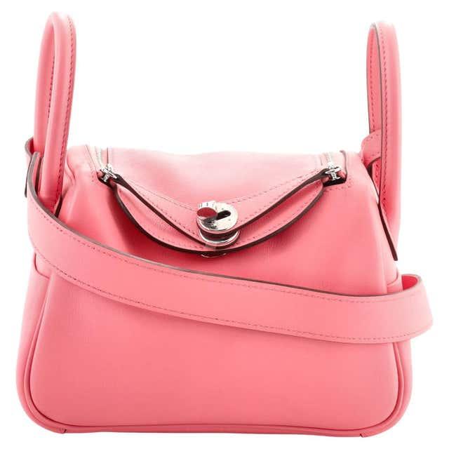 Tas 20Hermes Lindy20 Warna Pink Peach Premium dengan Bahan Kulit Jeruk dan Furing Kain Parasut Diamo