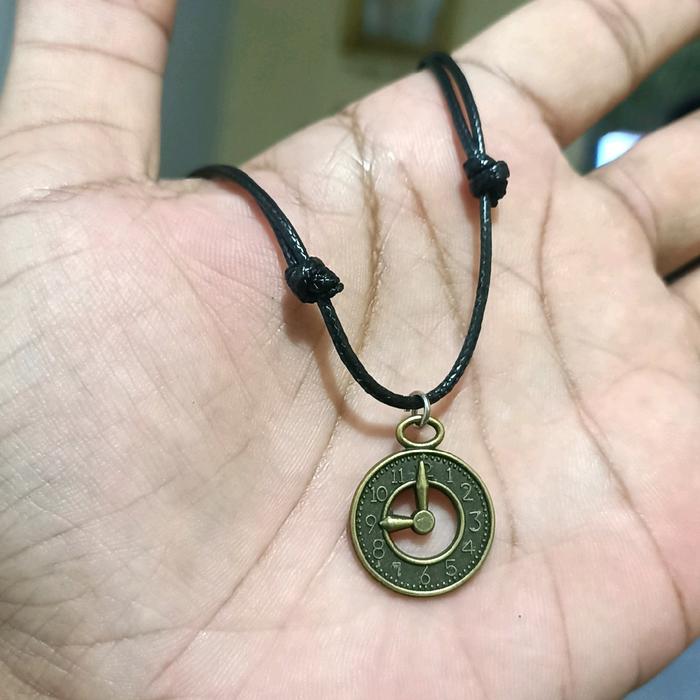 Kalung Tali Bandul Jam 02 Bronze