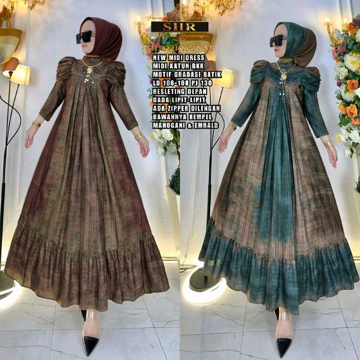 READY!!NEWW!!NEW!!COD!! DRESS GRADASI BATIK ORI SHR