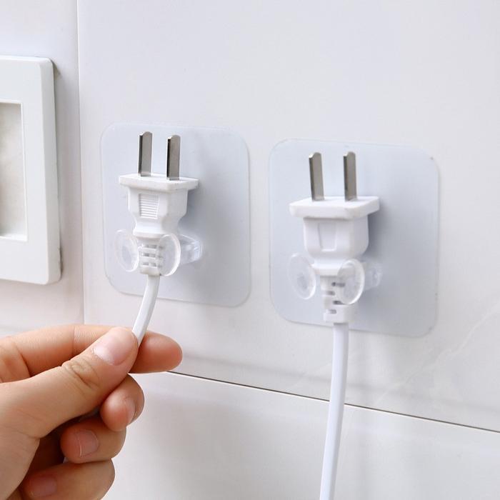 Gantungan Colokan Kepala Kabel Transparan / Cantolan Kabel Hook Dindi