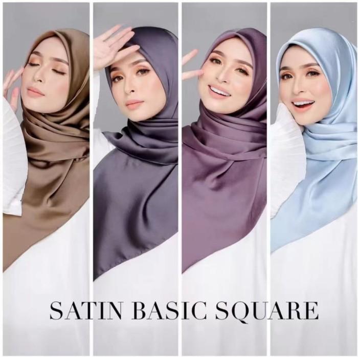 Mei Chen Hijab Sorban angin Kerudung Segi empat Satin Velvet Polos
