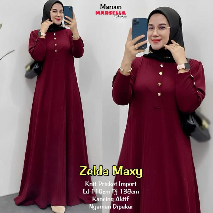 Zudith dress knit plisket import maxi dress terbaru
