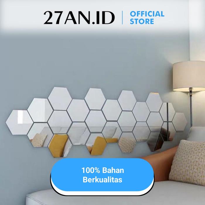 Cermin Hexagonal 12pcs H416 Kaca Hexagonal Ukuran Kecil Hiasan Dinding Wallpaper Sticker Cermin Impo