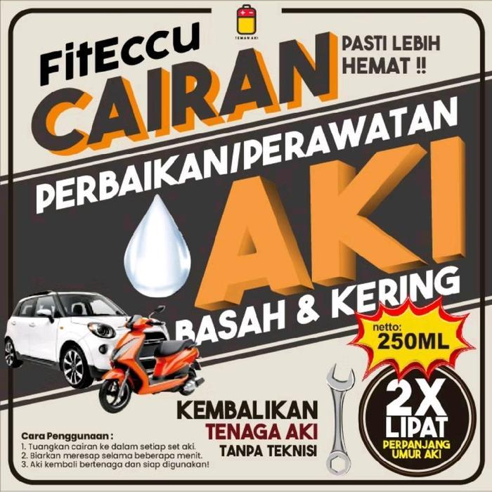 250ml FitEccu Air Aki Kering Cairan Vitamin Perbaikan Perawatan Aki Eccu Kering Basah Motor & Mobil 